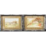 CW Downes, 1881, pair of watercolours, landscapes.