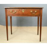 An oak 18th century side table with single long drawer.