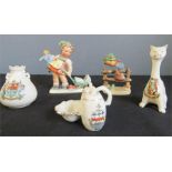 A W Goebel figure 2/0 and five Crestware examples.