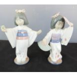 A pair of Lladro Japanese girls nos. 6230 and 6152