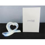 Lalique limited edition 2006 opalescent ribbon heart paperweight, in original box.