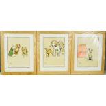 Three Cecil Aldin prints, each measuring 26 by 19cm.