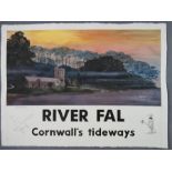 Vic Millington, 2012 River Fal, Cornwall, original watercolour, railway style, signed, 57 by 77cm.