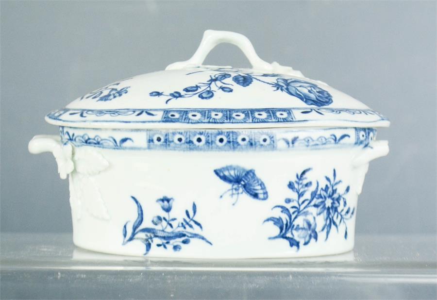 An 18th century Royal Worcester blue and white dish and cover.