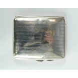 A silver cigarette case, Birmingham, gilt interior, 1.74toz.