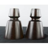 A pair of Mid 20th century design hardwood candlesticks.