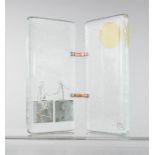 Kevin Wallhead, glass sculpture, 'Life's and Open Book, 12½cm high, 11cm wide.
