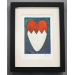 M. Rhyley (20th century): Heart, mixed media, signed in pencil.