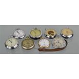 A quantity of pocket watches, chrome, gold plated and others. (8)