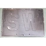 Railway: cast iron sign SW.