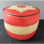 A Retro red and white leather footstool.