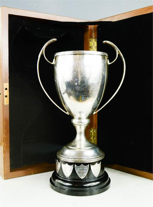 A silver trophy to Isle of Ely Education Committee, London 1927, 17.23toz, the ebonised base bearing - Image 5 of 7