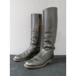 A pair of Gentleman's riding boots, black leather, with leather soles, size 9E.