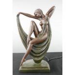 An Art Nouveau style lamp in the form of a female figure