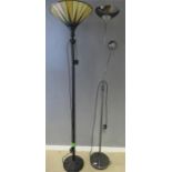 Two standard lamps, one with a 'Tiffany' style shade; 177cm high, the other 181cm high