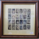 A framed set of rare black and white female portrait cigarette cards circa 1920.