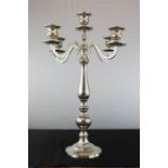 A chrome five branch candleabra.