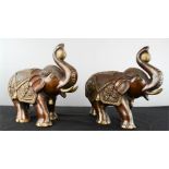 A pair of bronze model Indian elephants.
