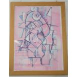 Poster screen wash, modern art 'Pink' initialled DAS '96, 62 by 45cm.