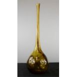 A tapering brown glass vase with swirl decoration.