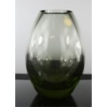 A Holmegaard smoky glass vase, etched to the base, 16cm high.