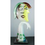 A modern glass Picasso style head, signed by the artist.