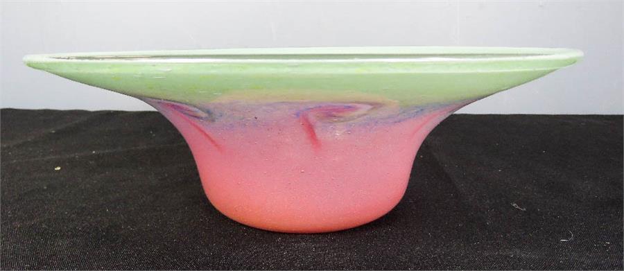 A 1940s Vasart bowl in pink, blue and green, 28cm diameter. - Image 2 of 2