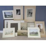 A quantity of watercolours, sketches and prints, various artists.