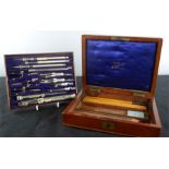 A mathematicians set, in a mahogany box inside lid 'AG Thornton of Manchester', complete with