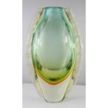 A large 1950s Murano vase with unusual air twist border decoration, 31cm high.