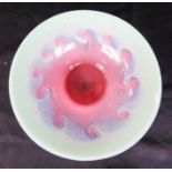 A 1940s Vasart bowl in pink, blue and green, 28cm diameter.