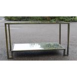 A mirrored console table.