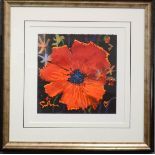 Simon Bull, Poppy Splendour, original acrylic, 64 by 64cm.