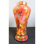 A glass vase in a mottled design, 28½cm high.