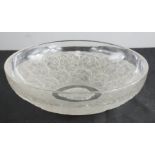A 1930s French moulded frosted glass bowl in the 'Pansy' design, 27cm diameter.