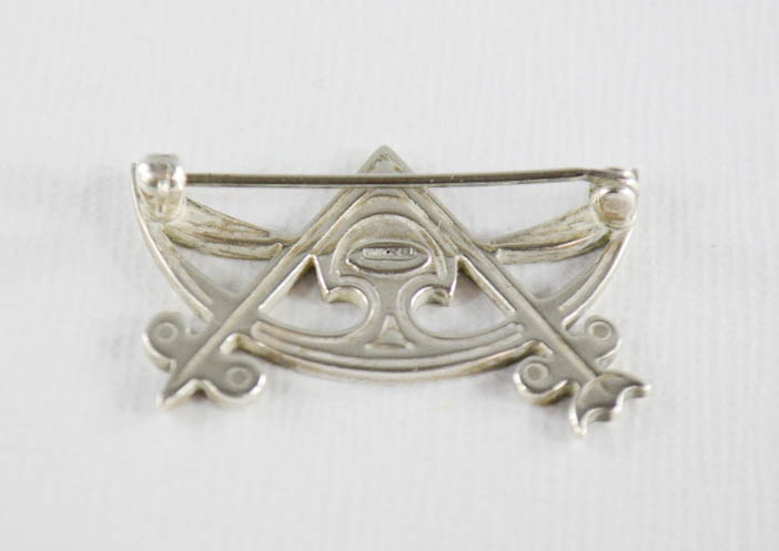 A vintage Ola Gorie sterling silver 'Masonic' crescent brooch. - Image 2 of 2
