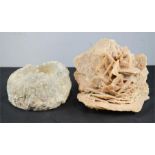 A large section of Desert Rose 15cm high, and an ashtray carved out of rock.