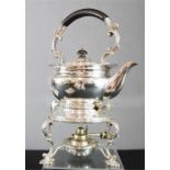 A silver teapot on stand with burner, Mappin & Webb, (burner by a different maker), 37.90toz.