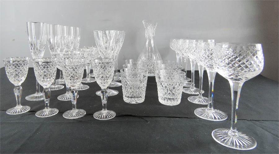 A quantity of Stuart crystal, Maddison design; six whisky tumblers, seven wine glasses, five