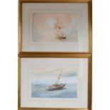 Ronald A Suter (20th century): boat studies, watercolour. (2)