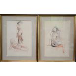 Rowena Brassey (20th century): pair of nude studies, pastel on paper, dated 1973, signed in pencil.