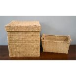 A large rush box and a similar basket.