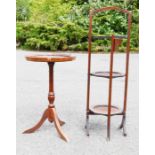 A mahogany wine table and cake stand.