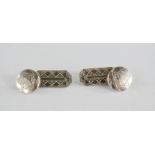 A pair of Charles Horner silver engraved cuff links, Birmingham 1926.