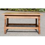 An oak coffee table, 42 by 42 by 86cm.