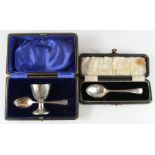 A silver Christening set; egg cup and spoon in original box, Sheffield 1919, and a presentation