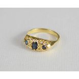 A 9ct gold sapphire and diamond Victorian ring.