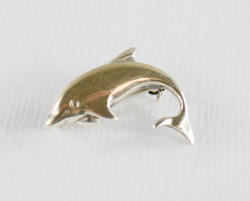 Ola Gorie sterling silver dolphin brooch.