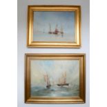 Ronald A Suter (20th Century): boat studies, oil on canvas. (2)