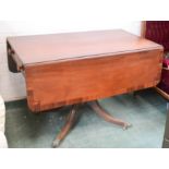 A mahogany drop leaf table, with one single drawer and corresponding dummy drawer.